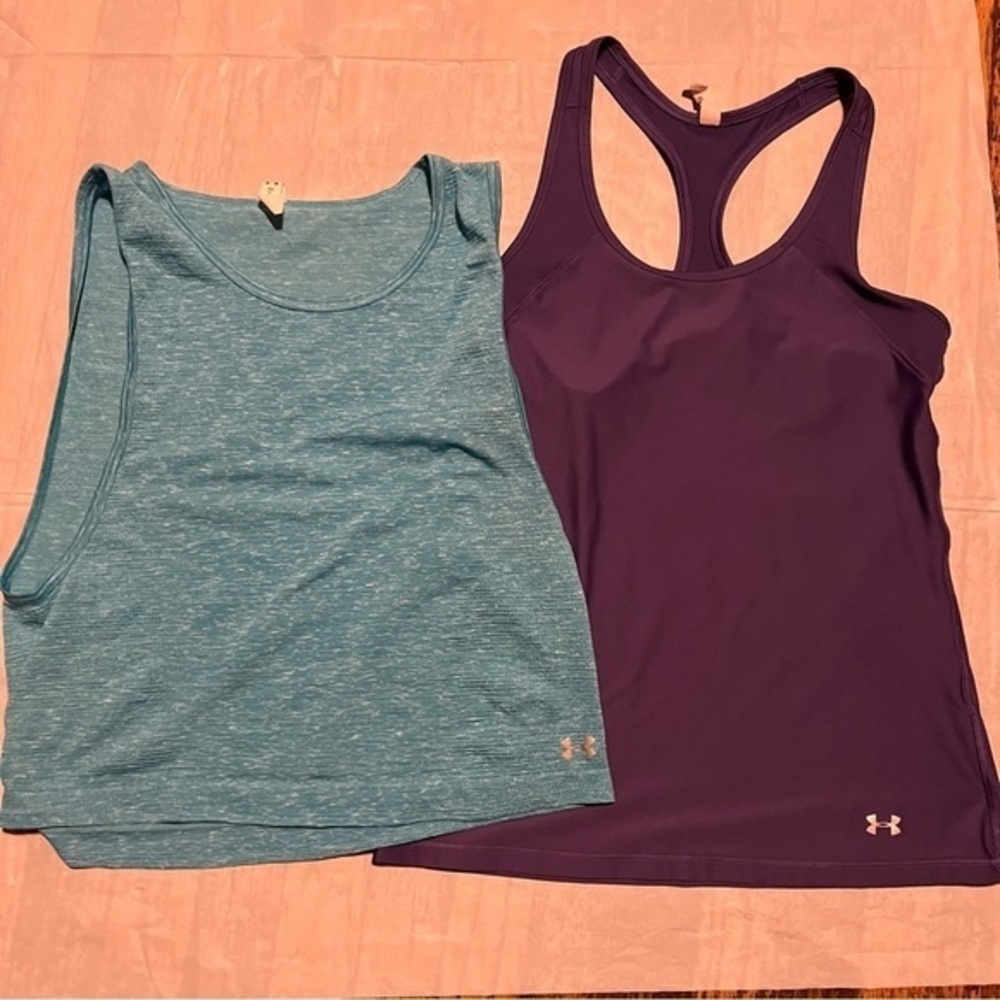 Under Armour‎ Lot of 2 Women’s Tank Tops Size Small Athletic Wear Blue & Purple